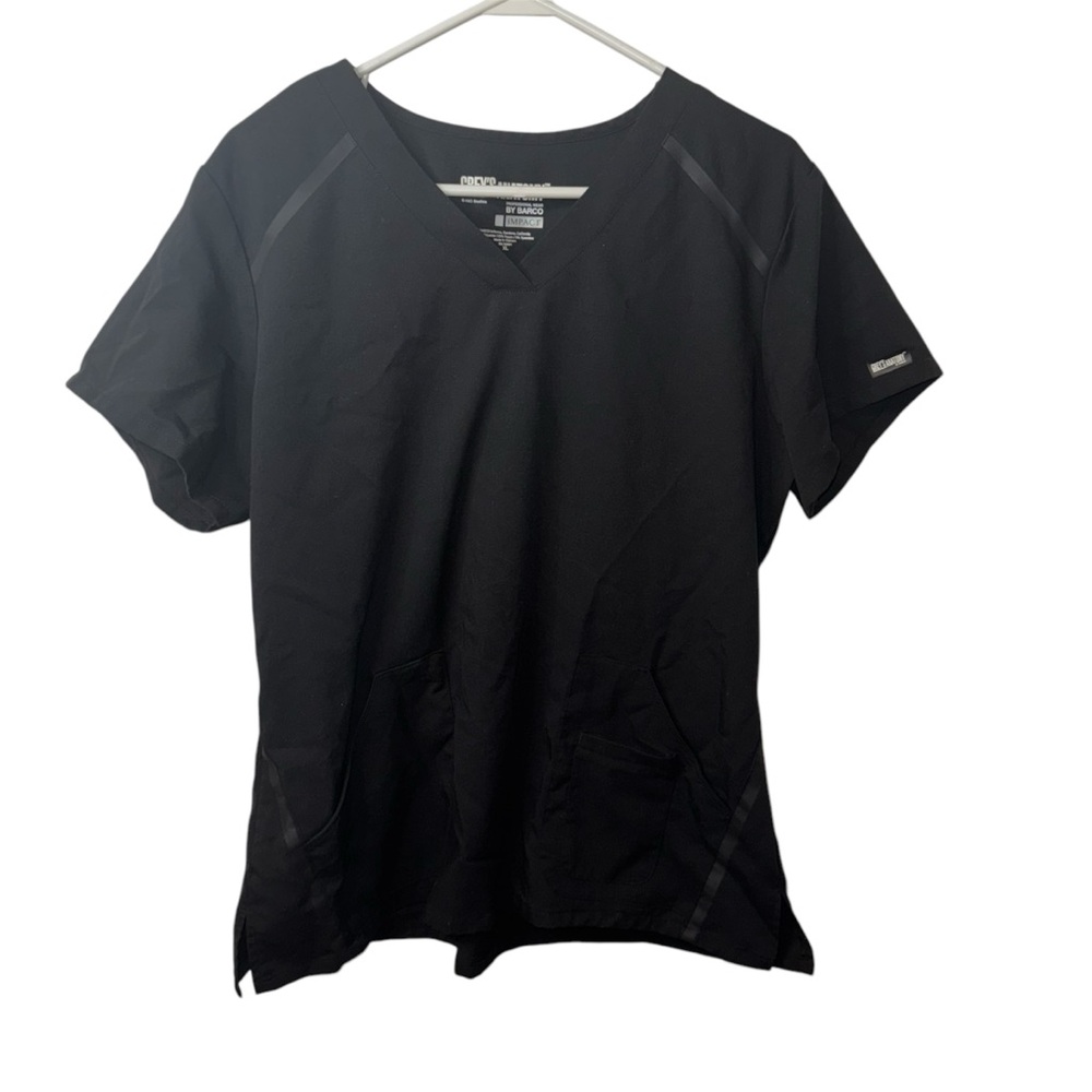 Greys Anatomy 4 Pocket V-Neck  Black Scrub Top (XL)